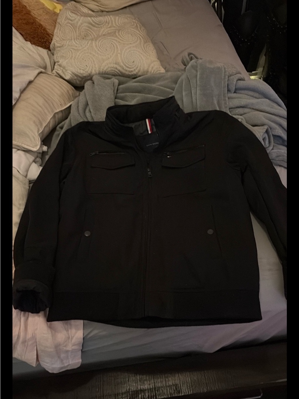 Tommy Hilfiger Black Military-Style Field Jacket